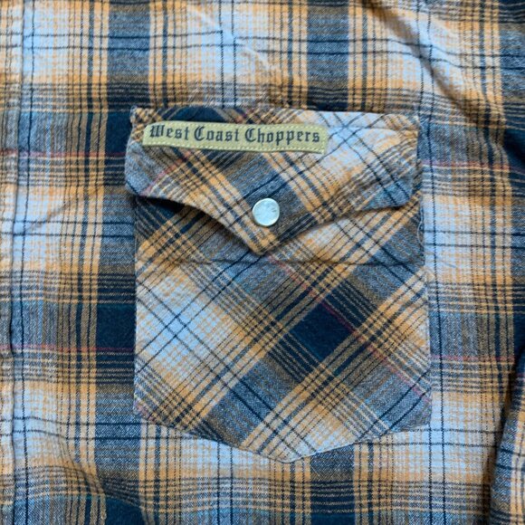 Jesse James Workwear West Coast Choppers Mens Plaid Snap Button Flannel Shirt L - Picture 5 of 11